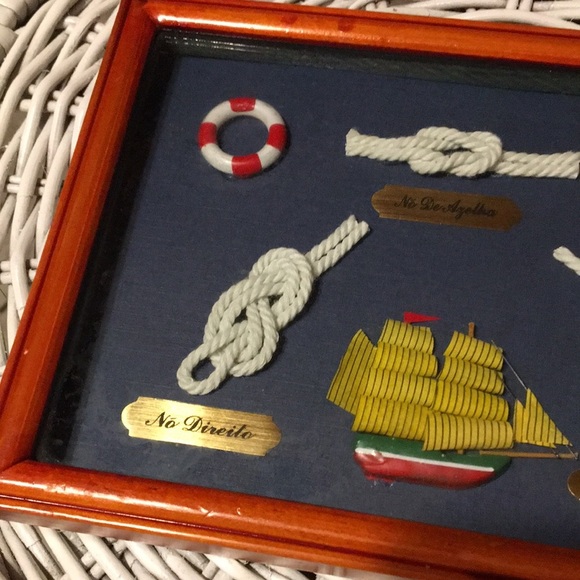 Vintage Nautical Shadow Box Knots Clipper Ship Coastal Beachy Home Decor - Picture 12 of 17